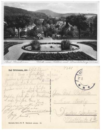 Bad Brückenau vom Schloss mit Dreistelzberg o 21.5.1934