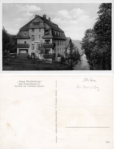 Bad Charlottenbrunn Riesengebirge Schlesien Haus Hindenburg Jedlina-Zdroj * um 1930