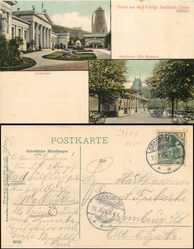 Schönebeck Soolbad  Elmen Villa Bismarck o 15.7.1906