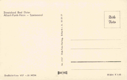 Bad Elster Vogtland Albert-Funk-Heim Speisesaal * 1965