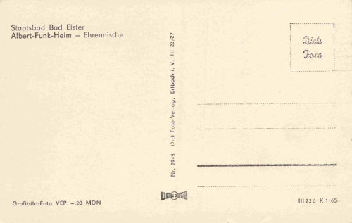 Bad Elster Vogtland Albert-Funk-Heim Ehrennische * 1965