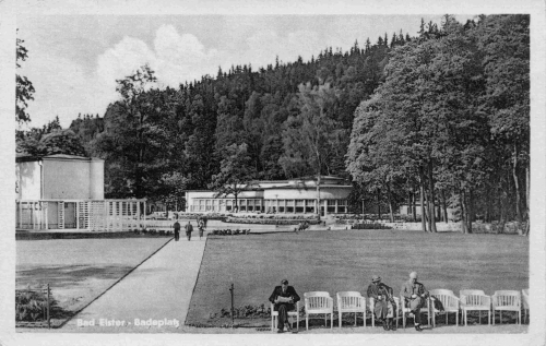 Bad Elster Vogtland Badeplatz mit Badecafe o 1956
