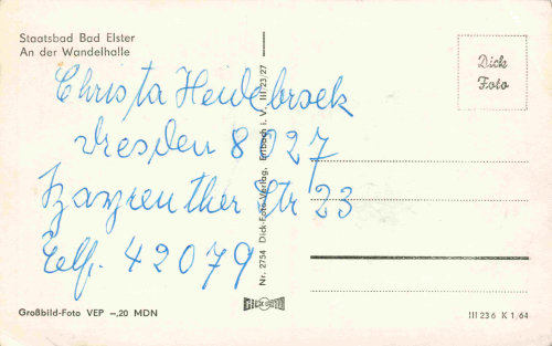 Bad Elster Vogtland Wandelhalle gebraucht 1964