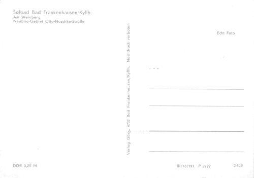 Bad Frankenhausen Neubaugebiet Otto Nuschke Strasse * 1977