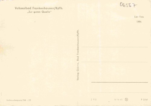 Bad Frankenhausen Gaststätte zur guten Quelle * 1965