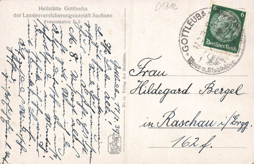01816 Bad Gottleuba Heilstätte Frauenstation F8 o 1939