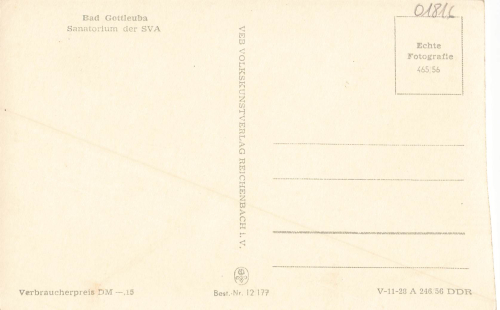 01816 Bad Gottleuba Sanatorium der SVA * 1956