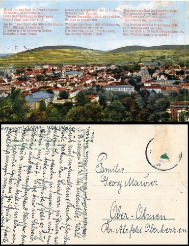 Bad Kissingen Liedkarte o ca. 1930