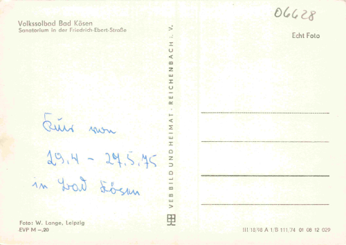 Bad Kösen Sanatorium Friedrich Eberrt Strasse gebraucht 1975