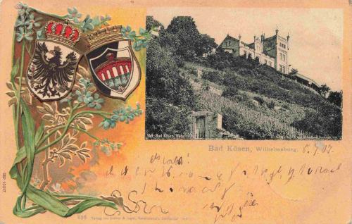 Bad Kösen Wilhelmsburg Jugendstil Prägekarte o 1907