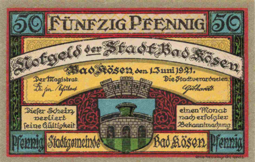 Bad Kösen emergency money note, 50 Pfennig, 1921