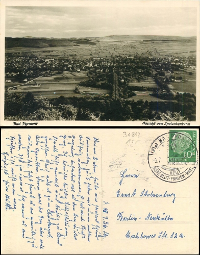 Bad Pyrmont view from the Spelunkenturm o 9.7.1956