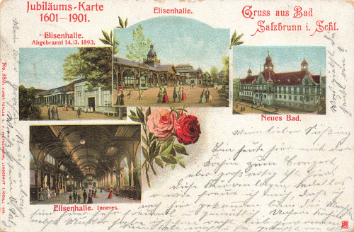 Bad Salzbrunn Jubiläumskarte 1601-1901 Schlesien Szczawno-Zdrój  Litho o 1901