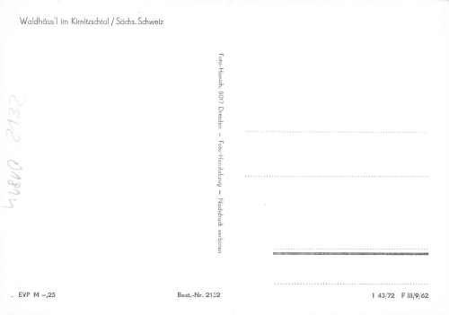 01815 Bad Schandau, Waldhaeusl Inn, Kirnitzschtal *1972 Hanich2132