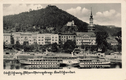 Elbe steamship "Dresden" off Bad Schandau, used around 1940
