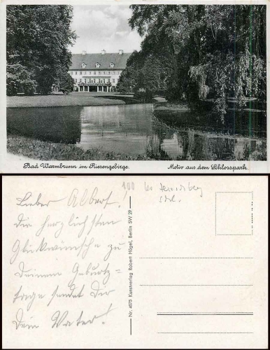 Bad Warmbrunn Giant Mountains District Hirschberg Castle Park gebr. around 1940