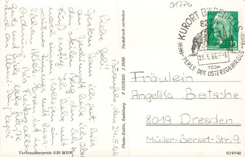 01773 Baerenfels Erzgebirge o 1966