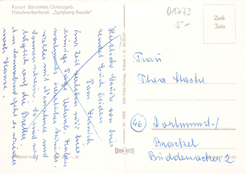 01773 Baerenfels Erzgebirge Craftsmen's home, used, circa 1960