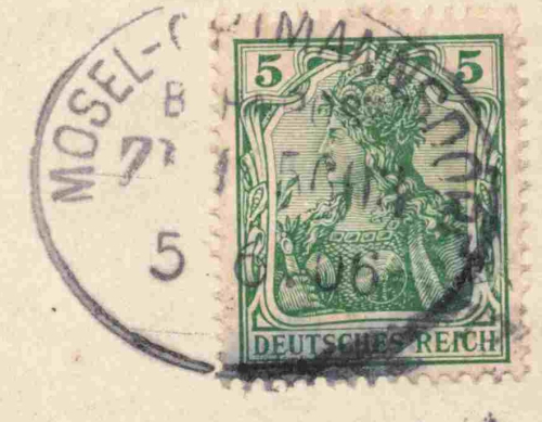 Bahnpoststempel Mosel-Ortmannsdorf Zug 5603 o 1906