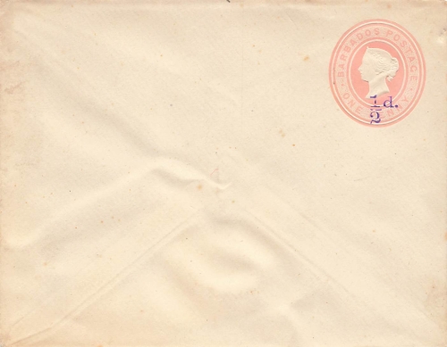 Barbados Postage half d on one penny postal stationery cover 1893 *