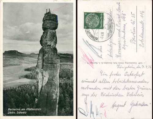 Sandsteinklettern Babarine Sächsische Schweiz o 7.4.1936