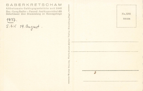 Barberhaeuser Riesengebirge Barberkretscham Schlesien Borowice * 1937