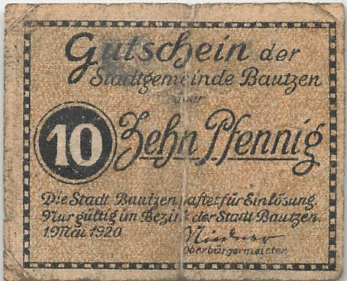 Bautzen Sachsen Notgeldschein 1920