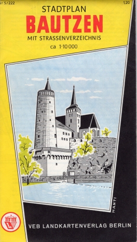 Bautzen city map around 1968