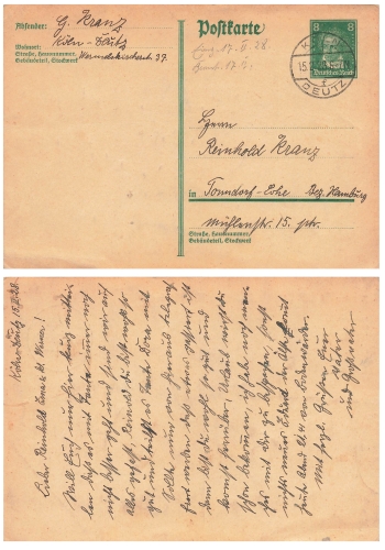 Beethoven 8 Pfennig postal stationery German Empire o Cologne Deutz 15.2.1928