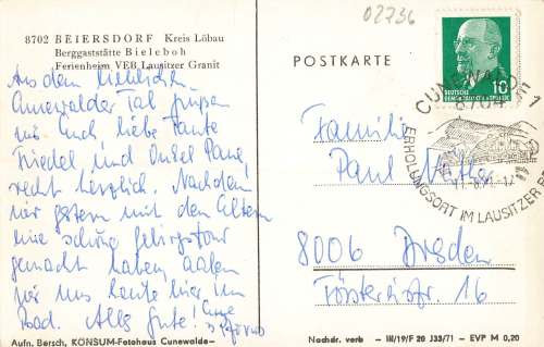 02736 Beiersdorf Gaststätte Bieleboh Oberlausitz o 1971