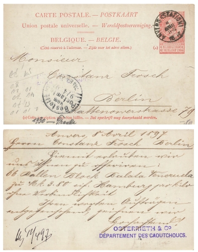 Belgium 10 cent postal stationery o April 8, 1897 to Berlin