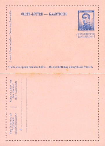 Belgium Carte Lettre 25 C card letter postal stationery *