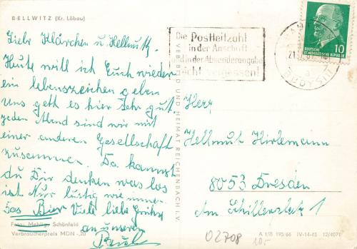 02708 Bellwitz Löbau o 1967
