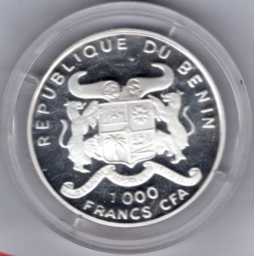 Benin 1000 francs Johannes Gutenberg 1999 Proof