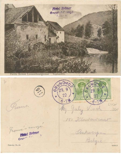 Berdorf Vogelsmühle Petite Suisse Luxembourgeoise o 29.9.1922