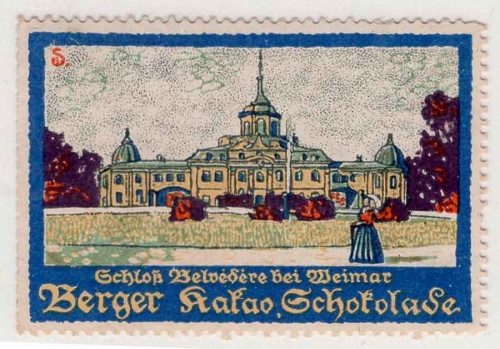 Berger Kakao Schokolade Werbung, Vignetten Schloß Belvedere bei Weimar