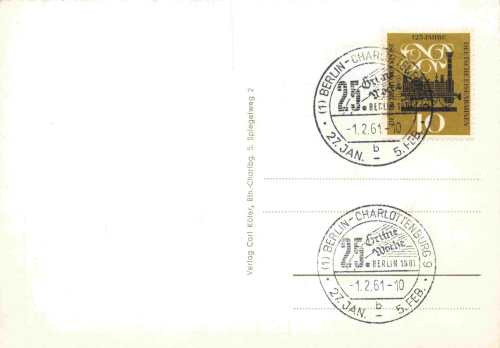 Berlin, 25th Green Week 1961, vintage postcard with special postmark