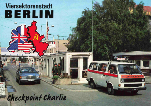 Berliner Viersektoren Stadt Checkpoint Carlie um 1990