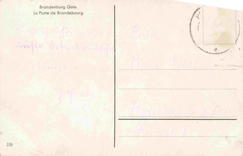 Berlin Brandenburg Gate vintage postcard