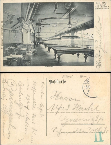 Berlin Cafe Royal Billardsaal o ca.1910