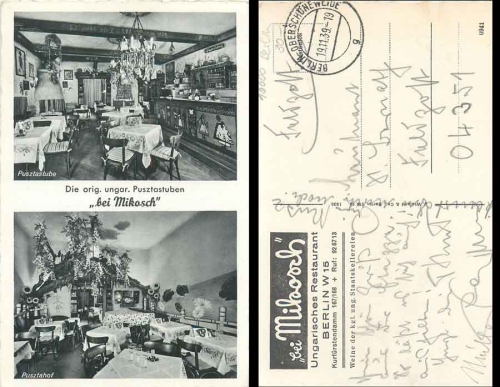 Charlottenburg-Wilmersdorf Berlin Pusztastuben bei Mikosch o 19.11.1939