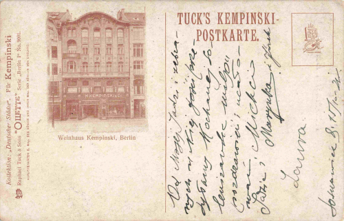 Berlin Dom Weinhaus Kempinski Tucks Oilette Künstlerkarte gebraucht um 1910
