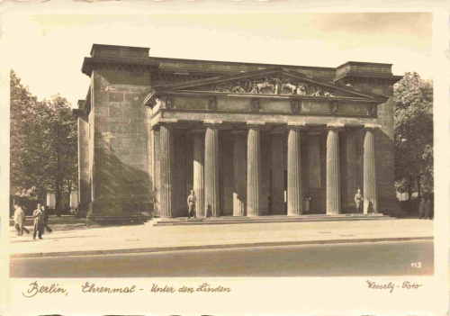 Berlin, Memorial on Unter den Linden, vintage postcard, c. 1940