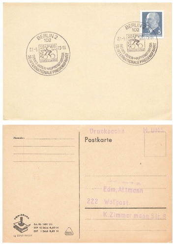 Sport und Kulturfest der Deutschen Post Sonderstempel auf Drucksache o Potsdam15 13.8.1971
