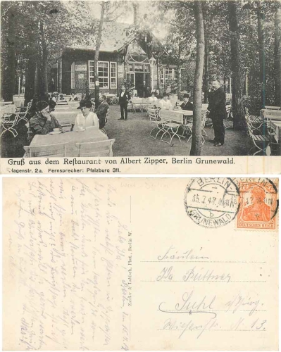Grunewald Berlin Restaurant von Albert Zipper o 15.7.1917