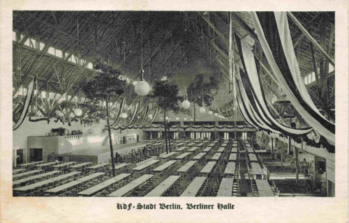 Berlin "Strength Through Joy" (KdF) City, Berlin Hall – vintage postcard, c. 1936