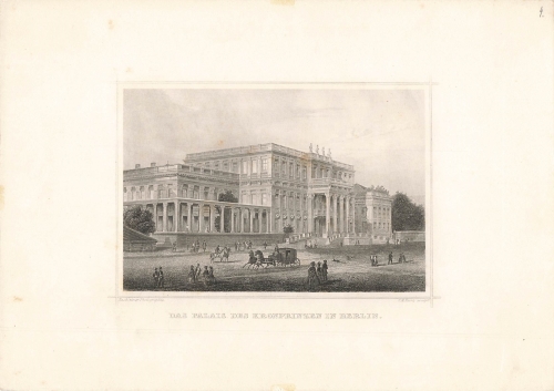 Berlin Kronprinzen Palais original steel engraving around 1870