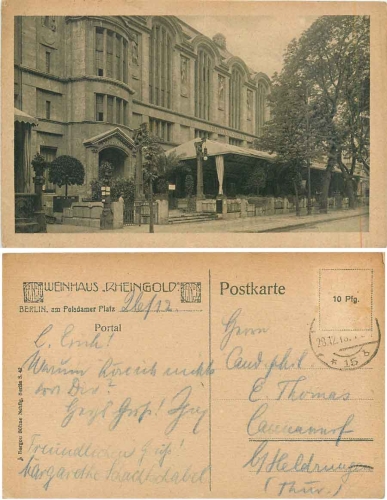 Berlin Potsdamer Platz Weinhaus Rheingold, o 28.12.1918