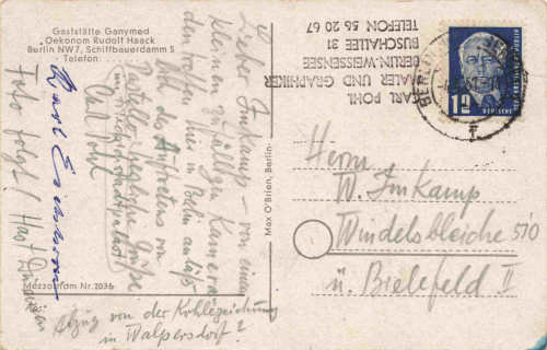 Berlin Schiffbauerdamm 5 Gaststätte Ganymed Innenansicht alte Ansichtskarte o 1951