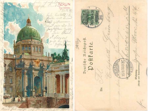 Berlin Palace artist card Heinrich Kley o 24.10.1898